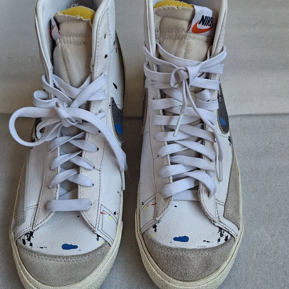 Nike Blazer Mid '77 Paint Splatter White Leather Men's 10.5